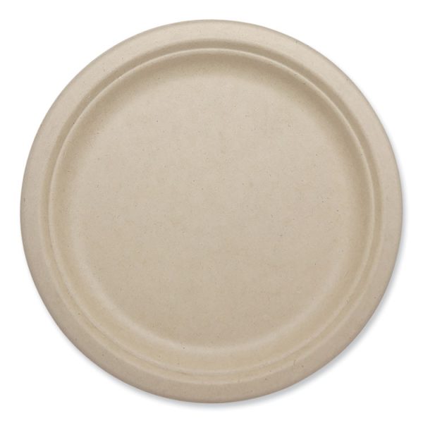 Fiber Plates, Plate, 9.1" Diameter, Natural, 1,000/Carton