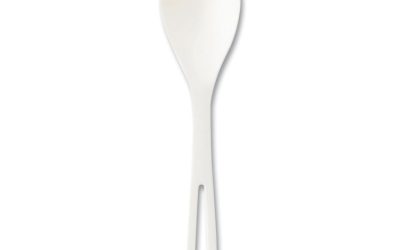 TPLA Compostable Cutlery, Spork, White, 1,000/Carton
