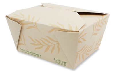 No Tree Folded Takeout Containers, 26 oz, 4.2 x 5.2 x 2.5, Natural, Sugarcane, 450/Carton