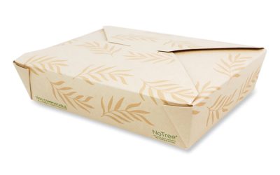No Tree Folded Takeout Containers, 50 oz, 6.2 x 8.5 x 1.85, Natural, Sugarcane, 200/Carton