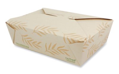 No Tree Folded Takeout Containers, 65 oz, 6.25 x 8.7 x 2.5, Natural, Sugarcane, 200/Carton