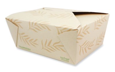 No Tree Folded Takeout Containers, 95 oz, 6.5 x 8.7 x 3.5, Natural, Sugarcane, 160/Carton