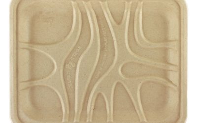 Fiber Trays, PLA Lined, PFAS Free, 1-Compartment, 9.1 x 7.1 x 0.7, Natural, Paper, 500/Carton