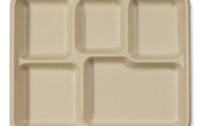Fiber Trays, 5-Compartment, 8.5 x 10.24 x 1.01, Natural, Paper, 400/Carton