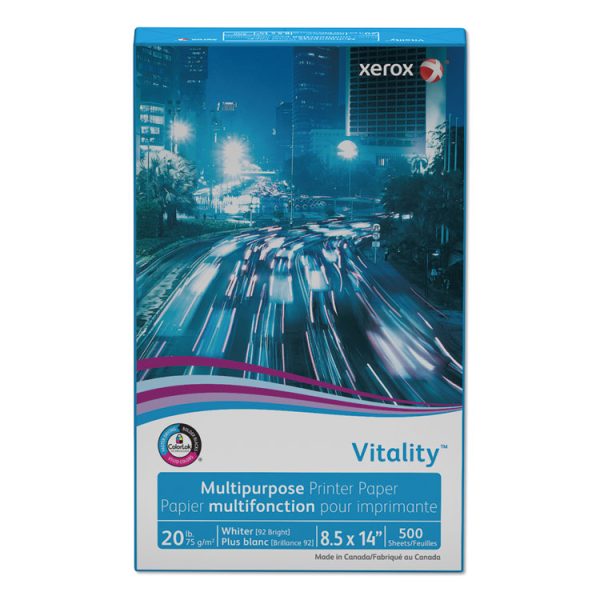 Vitality Multipurpose Print Paper, 92 Bright, 20 lb Bond Weight, 8.5 x 14, White, 500 Sheets/Ream, 10 Reams/Carton - Image 2