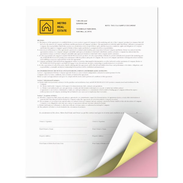 Revolution Carbonless 3-Part Paper, 8.5 x 11, Pink/Canary/White, 5,010/Carton - Image 2