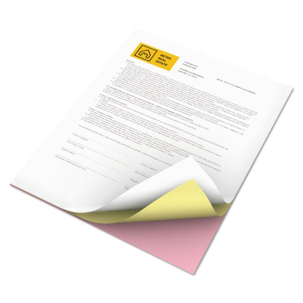 Revolution Carbonless 3-Part Paper, 8.5 x 11, Canary/Pink/White, 2,505/Carton - Image 3