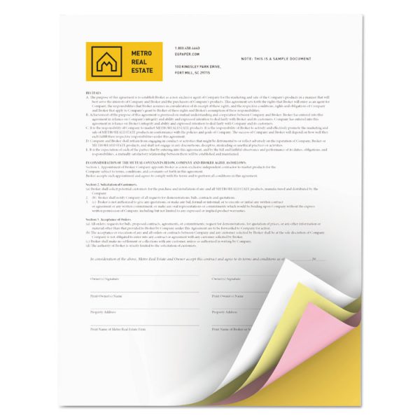 Revolution Carbonless 4-Part Paper, 8.5 x 11, White/Canary/Pink/Goldenrod, 5,000/Carton - Image 2