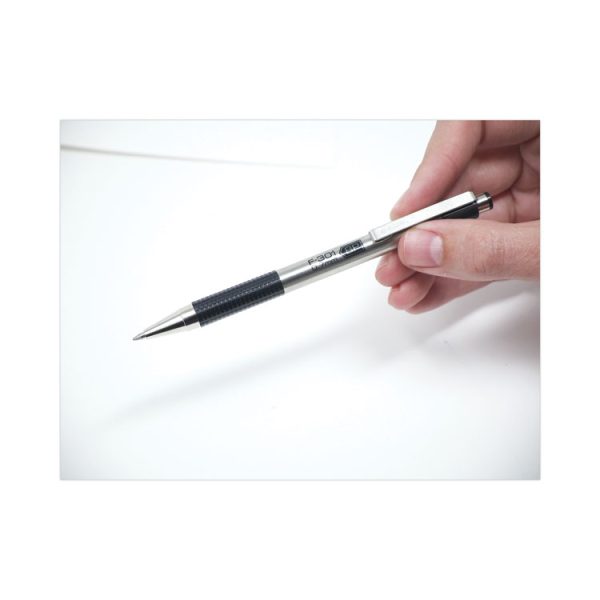 F-301 Ballpoint Pen, Retractable, Fine 0.7 Mm, Black Ink, Stainless Steel/black Barrel - Image 2