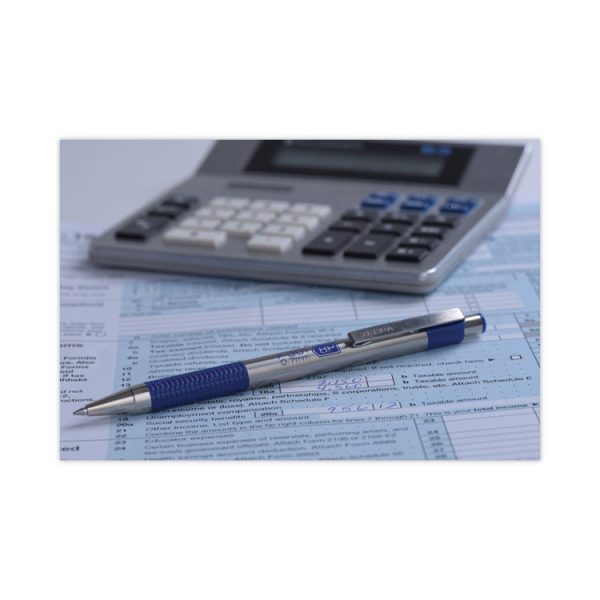 F-301 Ballpoint Pen, Retractable, Fine 0.7 Mm, Blue Ink, Stainless Steel/blue Barrel - Image 5