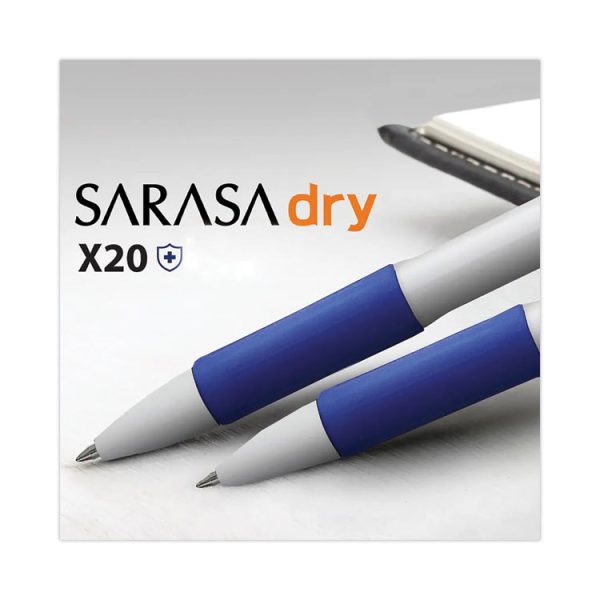 Sarasa Dry X20+ Gel Pen, Retractable, Fine 0.7 mm, Blue Ink, White/Blue Barrel, Dozen - Image 4