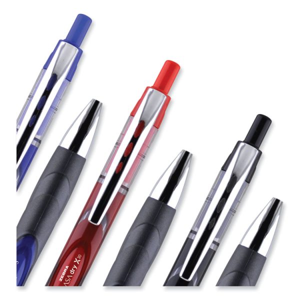 Sarasa Dry Gel X30 Gel Pen, Retractable, Medium 0.7 mm, Black Ink, Black/Silver Barrel, 24/Pack - Image 5