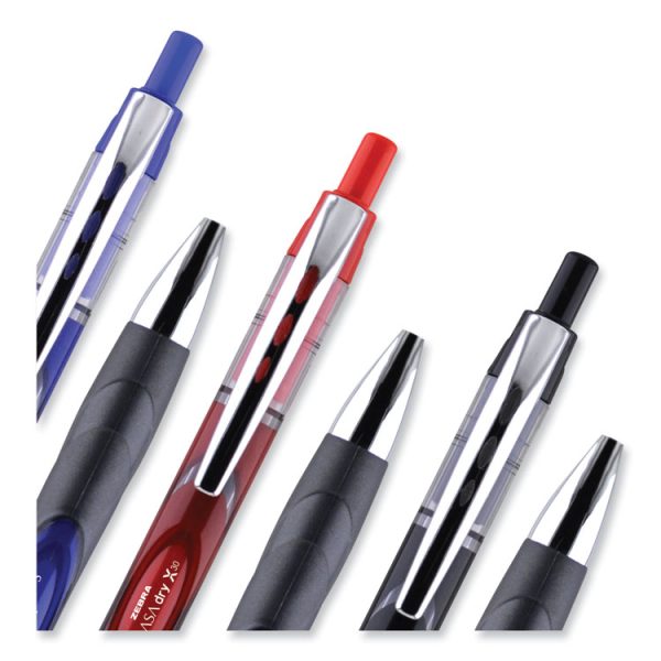 Sarasa Dry Gel X30 Gel Pen, Retractable, Medium 0.7 mm, Red Ink, Red/Black/Silver Barrel, 12/Pack - Image 5