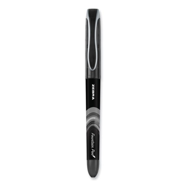 Fountain Pen, Fine 0.6 mm, Black Ink, Black/Gray Barrel, 12/Pack - Image 2
