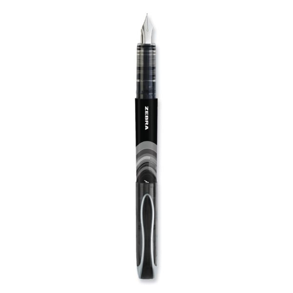 Fountain Pen, Fine 0.6 mm, Black Ink, Black/Gray Barrel, 12/Pack - Image 3