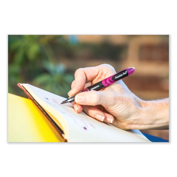 Fountain Pen, Fine 0.6 mm, Black Ink, Black/Gray Barrel, 12/Pack - Image 4
