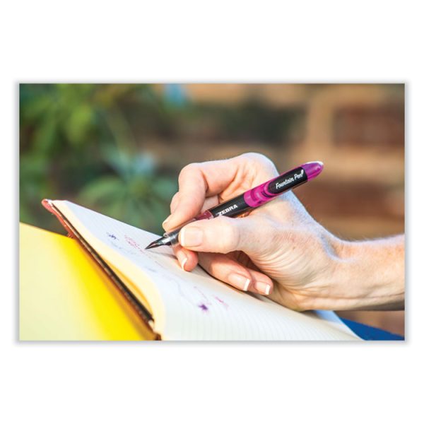 Fountain Pen, Fine 0.6 mm, Blue Ink, Black/Blue Barrel, 12/Pack - Image 4