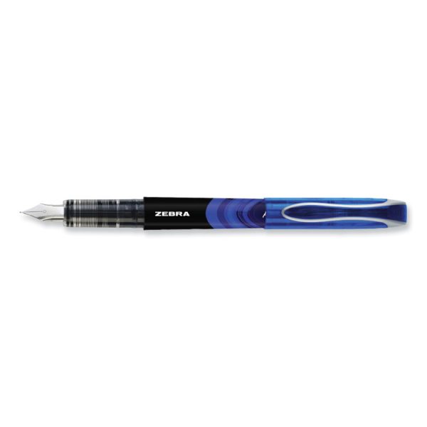 Fountain Pen, Fine 0.6 mm, Blue Ink, Black/Blue Barrel, 12/Pack - Image 3