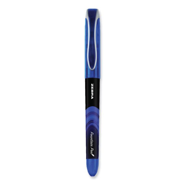 Fountain Pen, Fine 0.6 mm, Blue Ink, Black/Blue Barrel, 12/Pack - Image 2