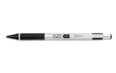 M-301 Mechanical Pencil, 0.5 mm, HB (#2), Black Lead, Silver/Black Barrel, Dozen